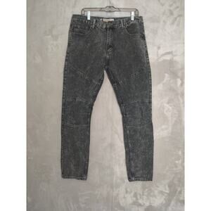 Mens Jeans Size 36 KAALU Euro Jeans Black Straight Leg Logo Patch Lightly Faded